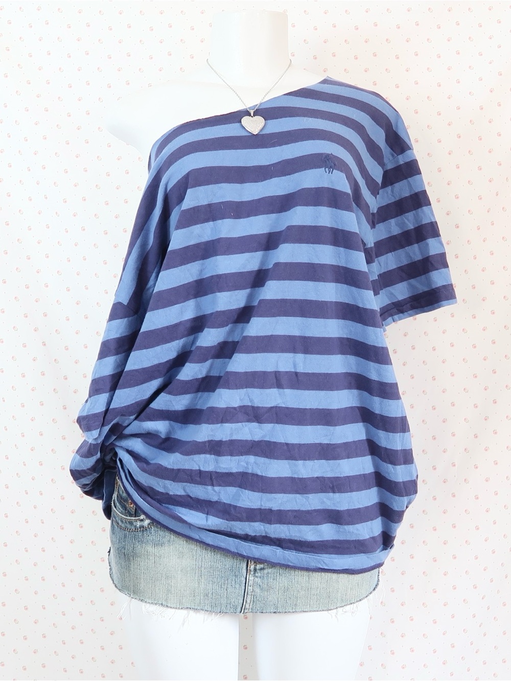 Polo Ralph lauren Blue Striped Off-Shoulder Women’s Top